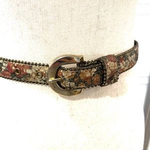 ELITE FRESNO Multicolor Tapestry Belt with Bead Trim - Size S